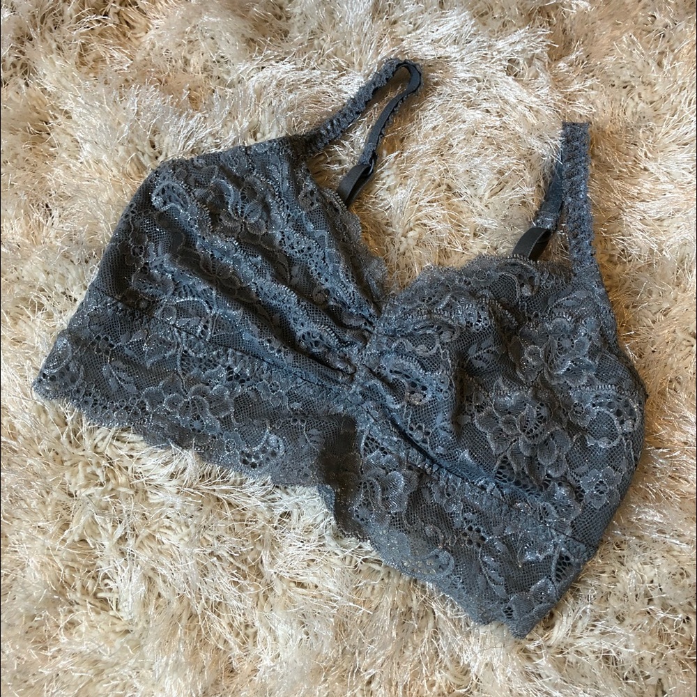 PINK by VS Grey Lace Shiny Bralette